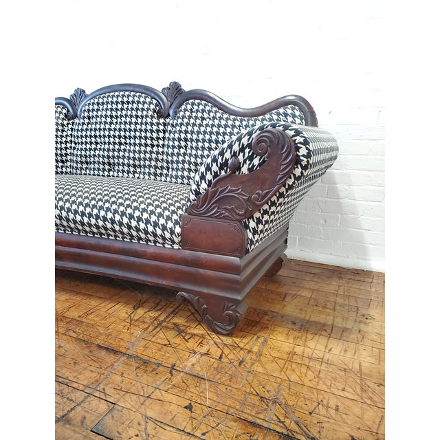 Antique Victorian Black and White Sofa Houndstooth Print Couch Chairish