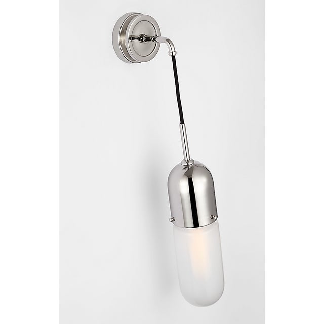 Modern Thomas O'Brien for Visual Comfort Signature Junio Wall Light in Polished Nickel with Frosted Glass For Sale - Image 3 of 6