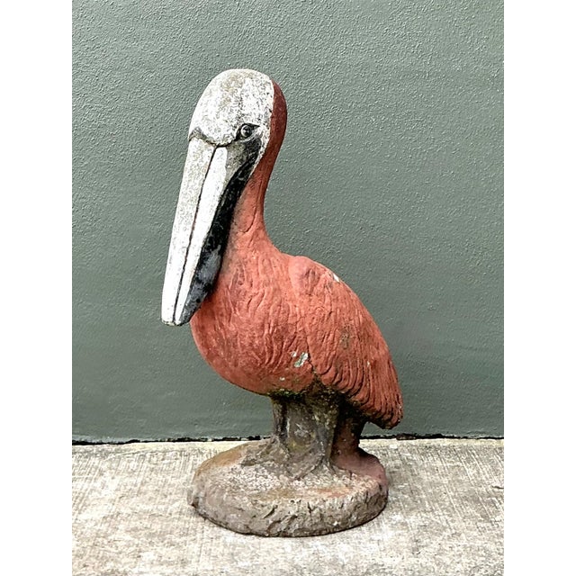 Vintage Painted Cement Pelican Sculpture For Sale - Image 11 of 12