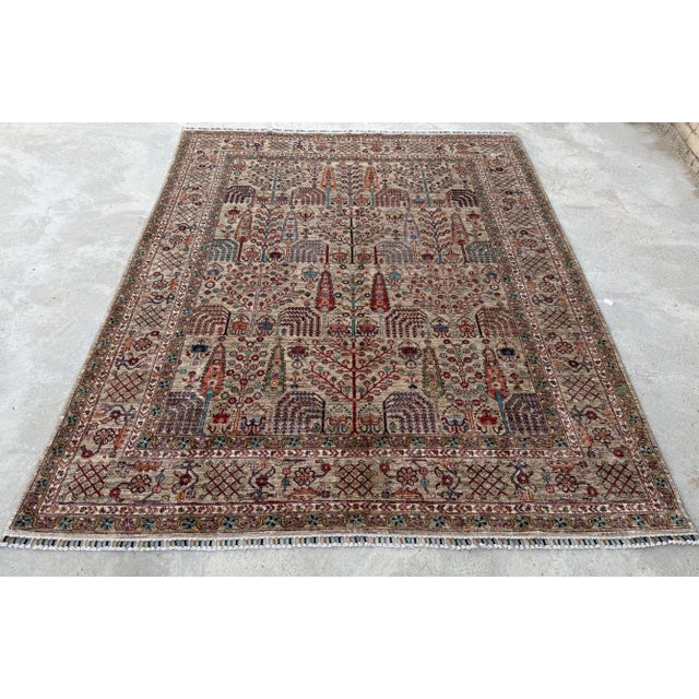 Persian Bakhtiari design rug. Hand-knotted in Afghanistan in hand-spun highland lambswool. Hand-Spun Wool on a Cotton...