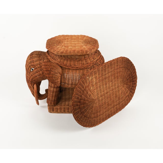 Rattan and Wicker Elephant Coffee Table, 1960s For Sale - Image 11 of 18