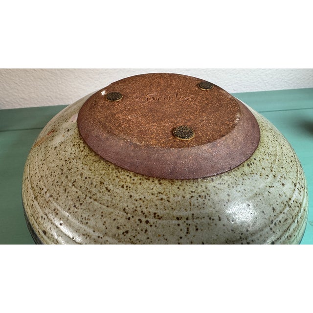 Arts and Crafts Vintage Signed O Bucher Pottery Art Bowl Pristine C1960 For Sale - Image 13 of 17