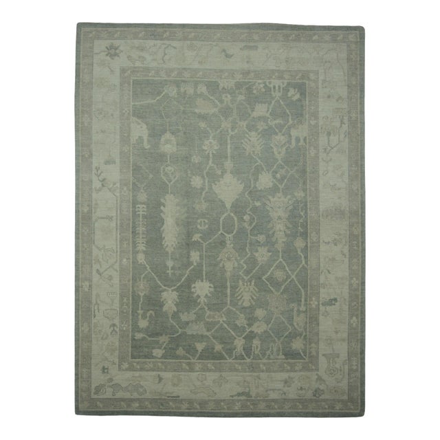 Turkish Oushak Rug 9'4" x 12'7" For Sale