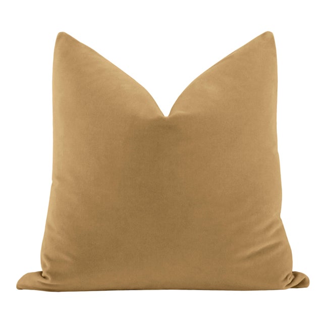 22" Camel Italian Velvet Pillows a Pair Chairish