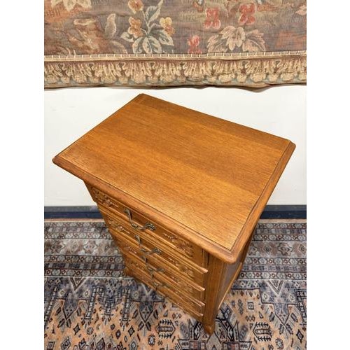 Vintage French Style Chest of Drawes in Carved Oak For Sale - Image 5 of 6