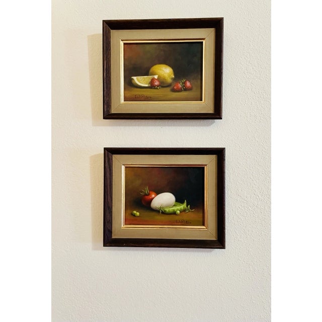 Mid 20th Century Signed W. Pater Still Life Oil Paintings – Citrus Zest and Harvest Bounty - Two Paintings Sold as a Pair For Sale - Image 6 of 11