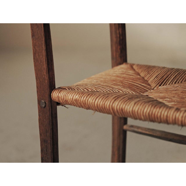 French Folk Art Wood and Rush Chair, 1900s For Sale - Image 13 of 14