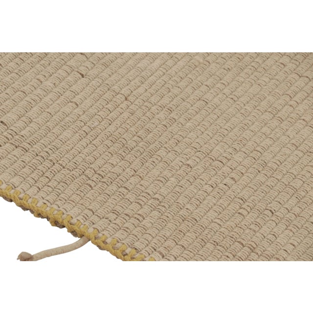 Contemporary Rug & Kilim's Accent Kilim, Beige Textural Stripes With Yellow Accents For Sale - Image 3 of 8