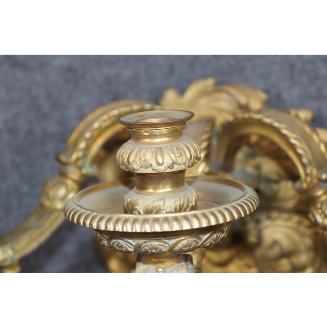 French Late 19th C. Set 4 Regence Style French Bronze Ormolu 3 Arm Sconces For Sale - Image 3 of 6