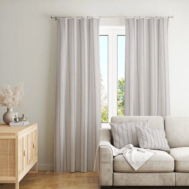 Raleigh Stripe Blue Fabric - Sample For Sale - Image 4 of 8