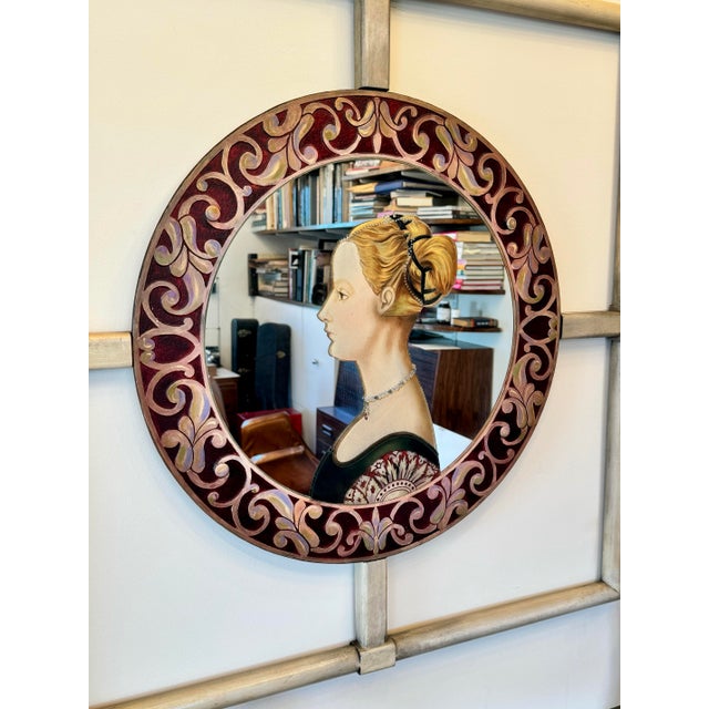 Mid-Century Modern 1940s Mid-Century Italian Renaissance Style Console and Etched, Hand-Painted Mirror For Sale - Image 3 of 12
