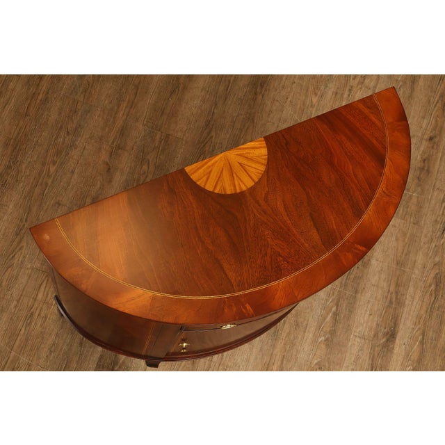 Wood Henkel Harris Mahogany Demilune Console Cabinet Console For Sale - Image 7 of 18