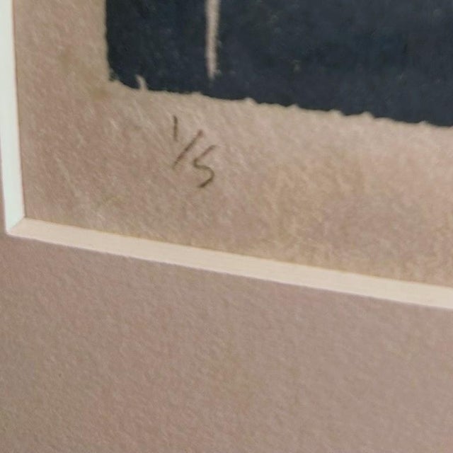 Signed Modernist Figurative Expressionist Relief Imp. Print in Blue & Green, Numbered 1/5 by Lorraine Kreimeyer For Sale In Boston - Image 6 of 9