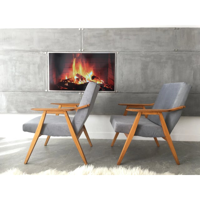 Set of Mid-Century Velvet Armchairs from ZNZ, 1960s, in Restored conditions. Designed 1960 to 1969