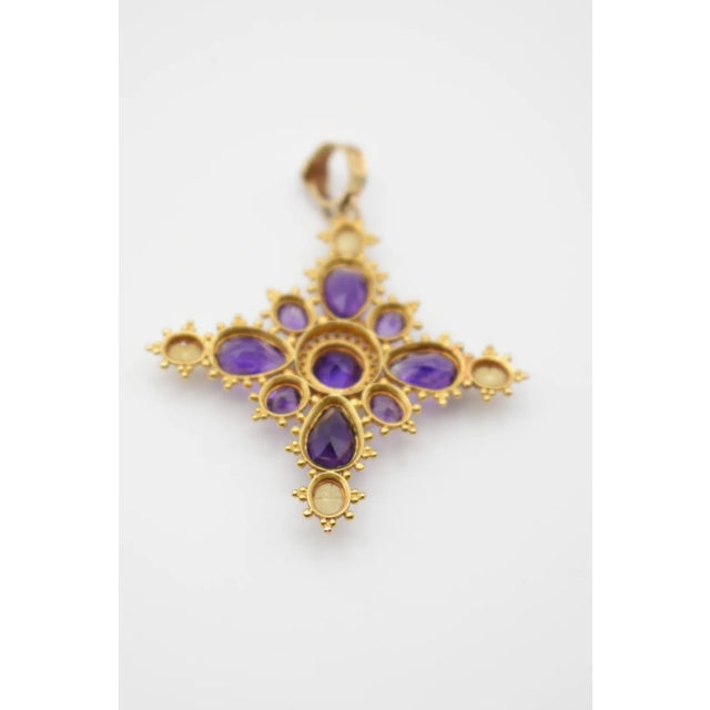 Mid 19th Century Mid 19th Century Amethyst and Pearl Cross Pendant For Sale - Image 5 of 7