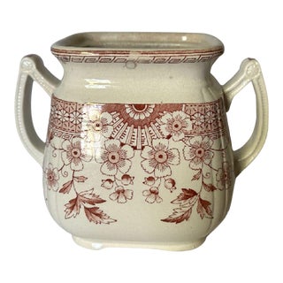 Antique Foley Brown Staffordshire Transferware Handled Jar/Vase For Sale