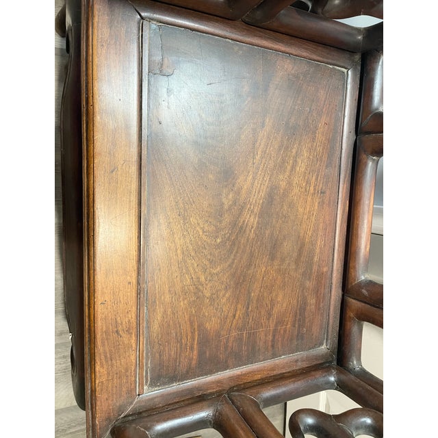 Stone Pair of Antique Chinese Hardwood Armchairs With Marble Inserts For Sale - Image 7 of 16