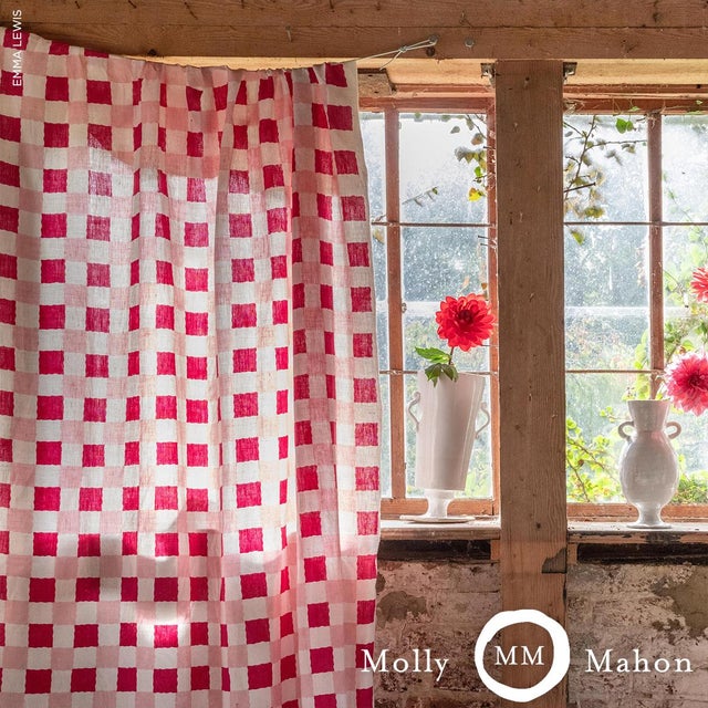 Schumacher SAMPLE - Schumacher x Molly Mahon Chequer Fabric In Pinks For Sale - Image 4 of 4