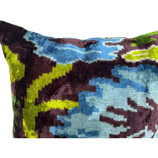 Textile Velvet Silk Cushion Cover with Colorful Design, 2000s For Sale - Image 7 of 11