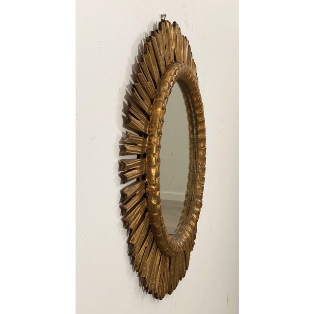 Spanish Gilt Sunburst or Starburst Mirror (Diameter 24 1/2) For Sale - Image 4 of 10