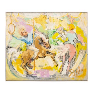 Signed Serin Carousel Ride Oil, 1972 For Sale