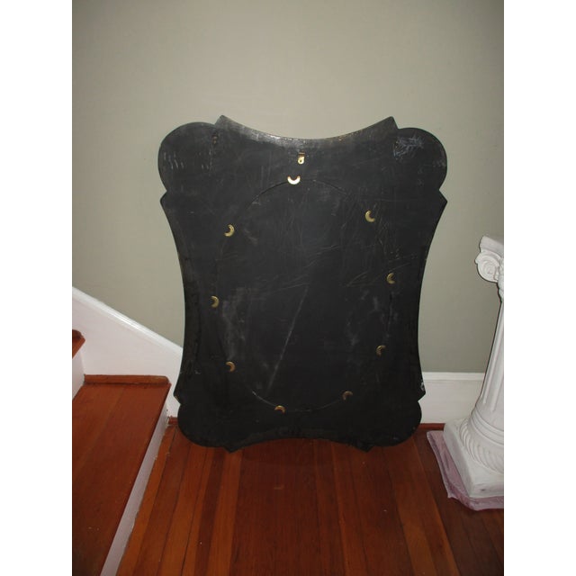 Brown Vintage French Country Ornate Hand Painted Wood With Flower Design Mirror For Sale - Image 8 of 15