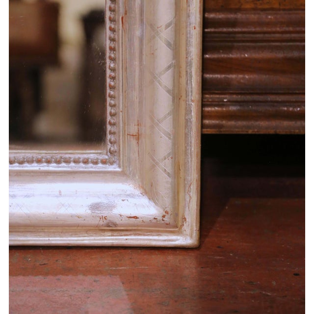 19th Century French Louis Philippe Silver Leaf Mercury Glass Wall Mirror For Sale In Dallas - Image 6 of 7