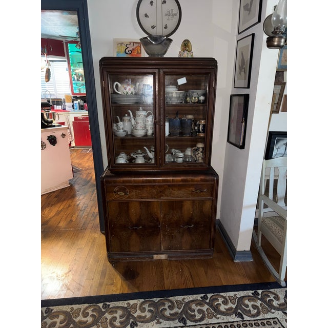 Vintage Wooden China Cabinet / Display Hutch Beautiful vintage cabinet with rich wood grain, two glass display doors,...