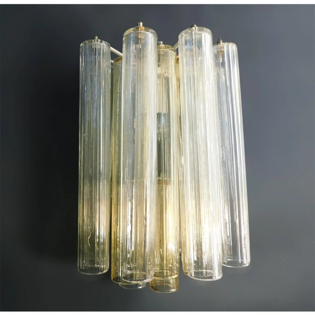 Venini 1960s Clear and Yellow Murano Tubes Sconce For Sale - Image 4 of 8