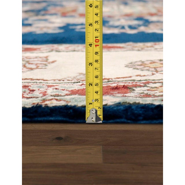 2020s Pasargad Home Tabriz Blue Art Silk Area Rug, 5' 0'' X 8' 0'' For Sale - Image 5 of 6
