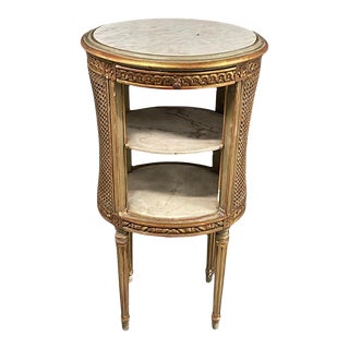 Oval Gilt Wood Side Table, Napoleon III 1860, Cane and Gilt Wood For Sale