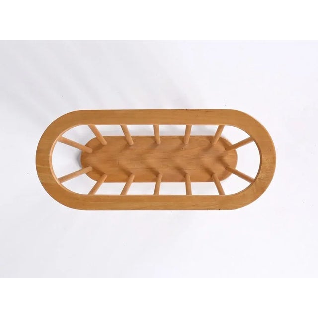 Mid-Century Danish Modern Oval Oak Magazine Rack, 1970s For Sale - Image 12 of 13