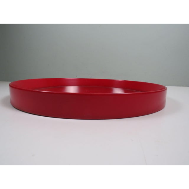 Mid-Century Modern Circular Wall Mirror in Red Lacquered Wood, 1960s For Sale - Image 4 of 7