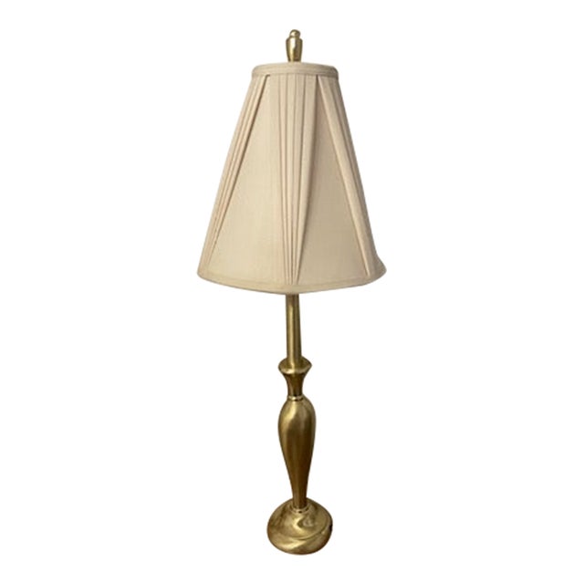 1990s Stiffel Metal Table Lamp With Original Shade For Sale