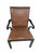 Vintage Baker Furniture Brown Leather & Ebonized Wood Armchair For Sale - Image 15 of 17