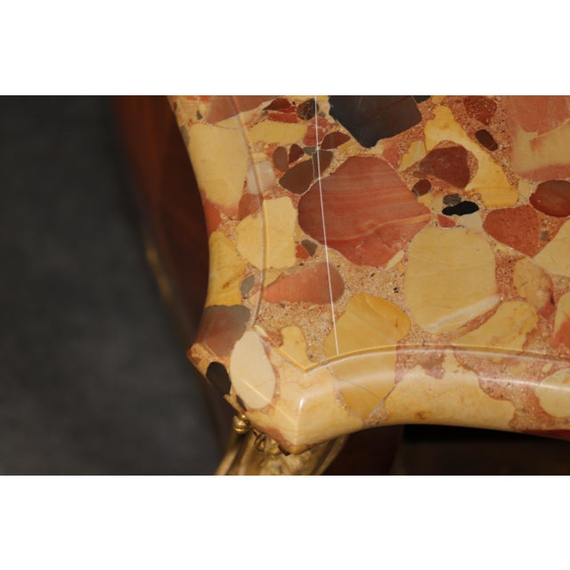 Late 19th C French Louis XV Style Breche D Alep Marble Top Commode For Sale In Philadelphia - Image 6 of 15