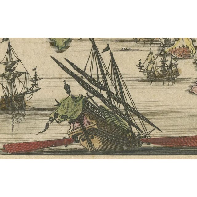 17th Century Hand-Colored Engraved View of Rhodes and Island of Rhodus by O. Dapper, 1687 For Sale - Image 5 of 10