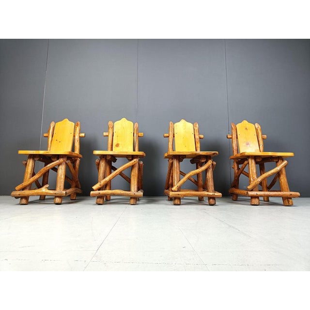 1960s Vintage Brutalist Dining Chairs, 1960s, Set of 4 For Sale - Image 5 of 12