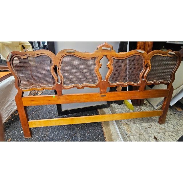 Mid 20th Century John Widdicomb Rococo Cherry and Cane Panels King Headboard For Sale In Washington DC - Image 6 of 7