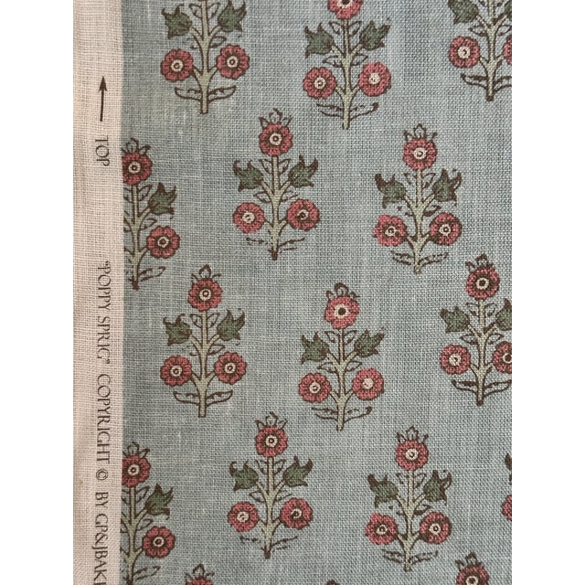 2020s G P & J Baker Poppy Sprig 6 Yards Linen Fabric For Sale - Image 5 of 5