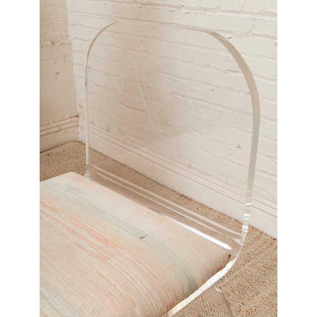 Mid 20th Century Lucite Pair of Stools With Seat Pads, Pair For Sale - Image 9 of 11