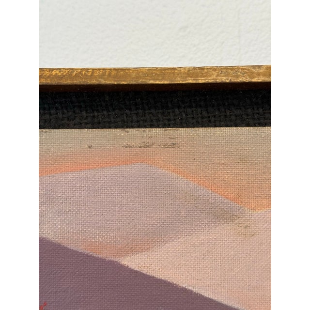 Mauve 1970s Mimi Coppertone titled “early spring-snow shower” Landscape Oil Painting For Sale - Image 8 of 12