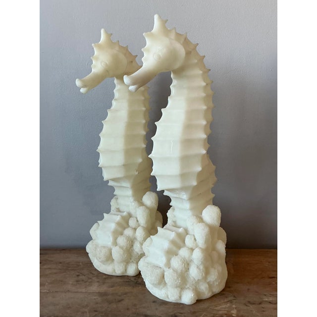 Vintage Coastal Cast Resin Seahorses Lamps - A Pair For Sale - Image 4 of 7