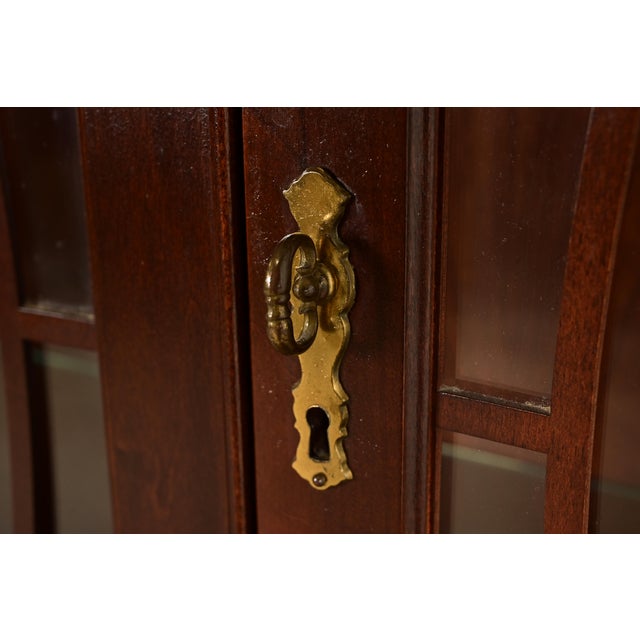 Brown Chippendale Flame Mahogany Drop Front Secretary Desk With Lighted Bookcase Hutch by Jasper Cabinet Co. For Sale - Image 8 of 18