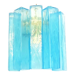 Contemporary Light-Blue “Squared” Murano Glass Wall Sconces For Sale
