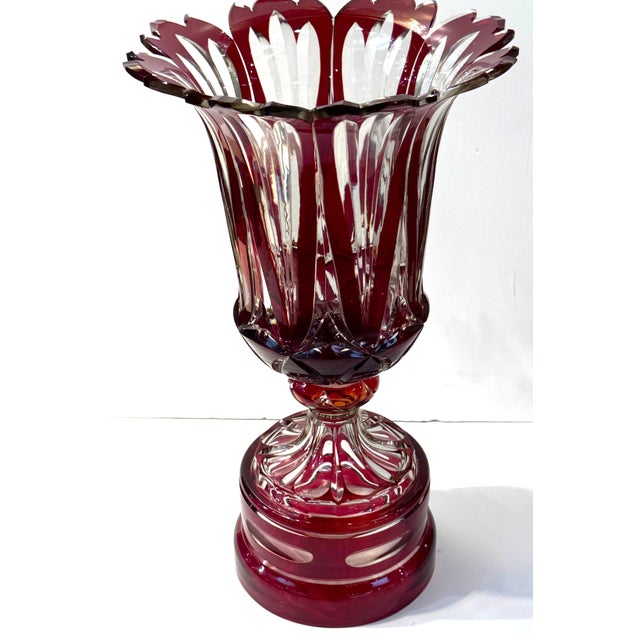 Late 19th Century Monumental Bohemian Ruby Cut to Clear Crystal Flower Form Vase, Circa 1880 For Sale - Image 5 of 15