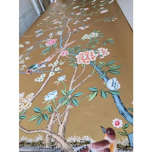 Chinoiserie Chinoiserie Hand Painted Wallpapers Mural Panel - 6 Panels For Sale - Image 3 of 10