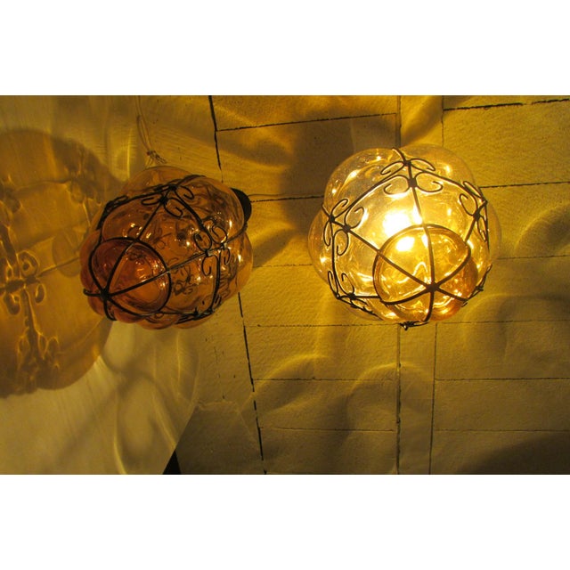 Venetian Lanterns in Yellow Glass, 1940s, Set of 2 For Sale - Image 12 of 16