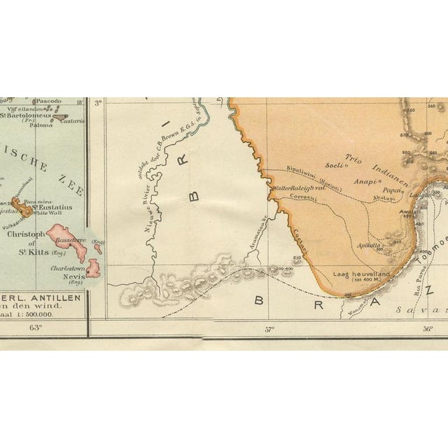 Map of Suriname and the Dutch Antilles Colonial Atlas by W. J. Thieme, 1905 For Sale - Image 10 of 11