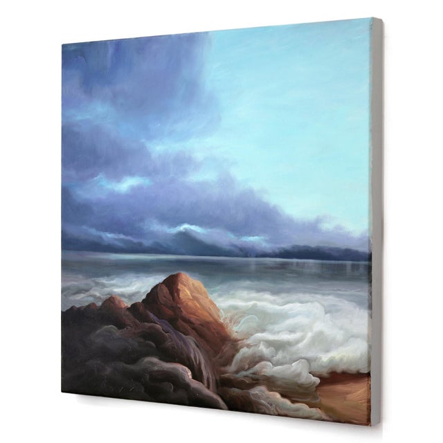 Contemporary Turning Tide - Original Contemporary Coastal Landscape Oil Painting on Canvas by Phoebe Brunner For Sale - Image 3 of 9